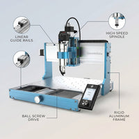 3030-Prover Desktop CNC Router for High Precision Metalworking, with Linear Guide & Ball Screw Motion — Feature Infographic